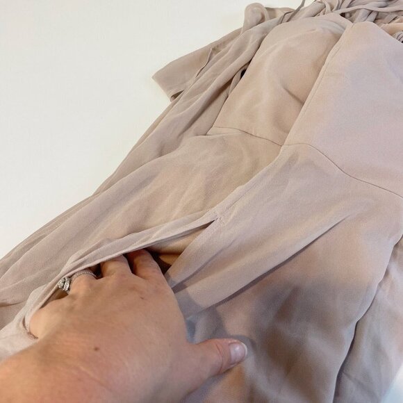Birdy Grey Devin Convertible Chiffon Bridesmaid Dress Beige S Adjustable Straps - Picture 9 of 9